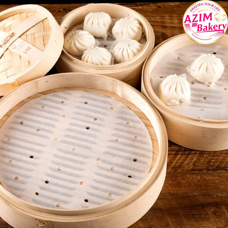 Kertas Steamer 6" / 7" / 8" 100PCS Round Steamer Paper Air Fryer Liners Paper Steaming Paper Dim Sum Steamer Paper