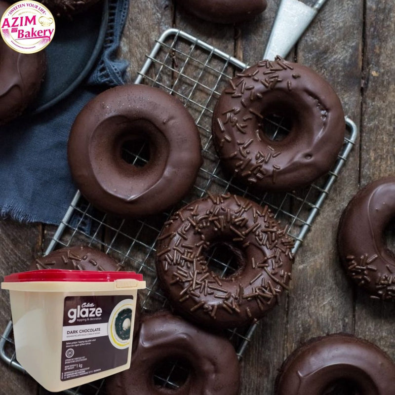 Colatta Glaze Dark Chocolate 1kg,500G,250G | Topping Donat | Dark Coklat Filling | Liquid choco (Halal) by Azim Bakery