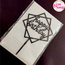 Happy Birthday Cake Topper Square Black (1pc) Kek Topper Happy Birthday | Gold Cake Topper Square Gold Cake Topper