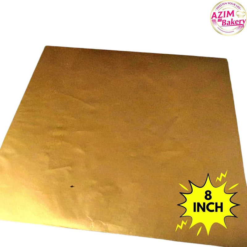 Cake Board Square Gold 8” (3Pcs) Papan Kek Empat Segi | Pelapik Kek 8 Inci Papan Kek Petak Gold by Azim Bakery