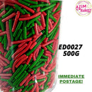 Christmas Colour Rice Sprinkles 500g, 1kg Green Red Colour Rice Sprinkles (Halal) by Azim Bakery