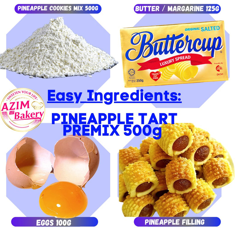 Pineapple Tart Cookies Premix 500G | Tepung Segera Tart Nenas | Tepung Premix (Halal) by Azim Bakery