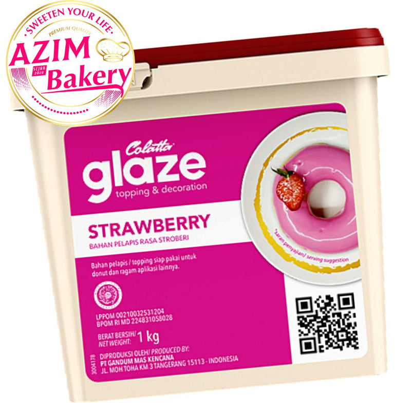 Colatta Strawberry Glaze 250g | 500g | 1kg Topping Donat | Bamboloni Filling (Halal) by Azim Bakery