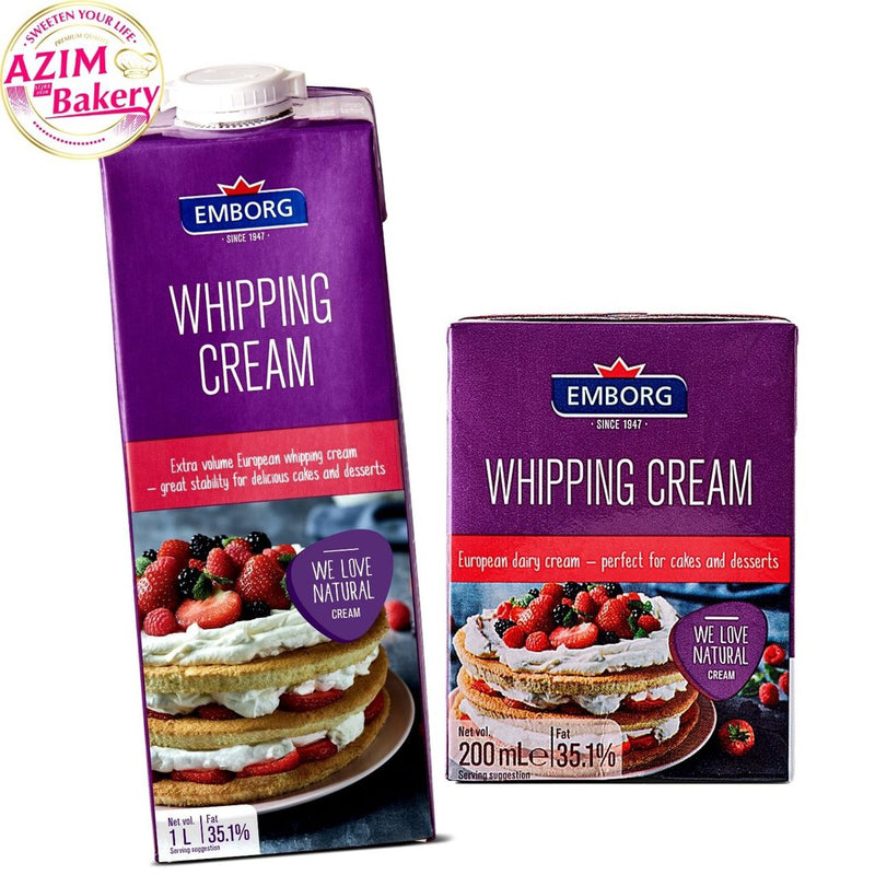 (NO COD,ONLY ONLINE PAYMENT)Emborg Whipping Cream 200Ml | 1L Dairy Whipping Cream Emborg (Halal) by Azim Bakery