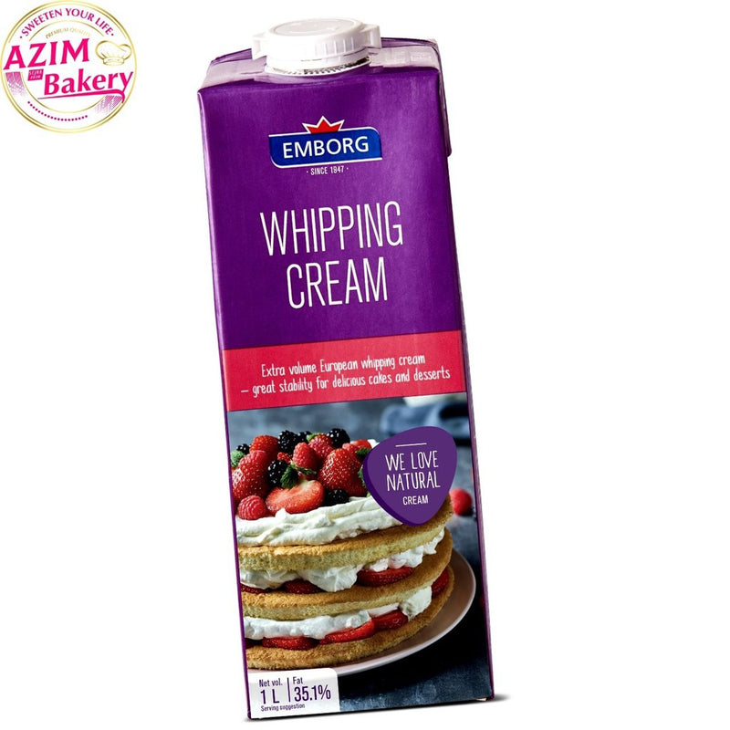 (NO COD,ONLY ONLINE PAYMENT)Emborg Whipping Cream 200Ml | 1L Dairy Whipping Cream Emborg (Halal) by Azim Bakery