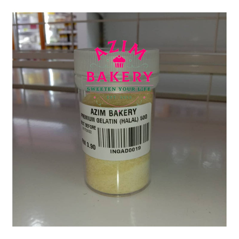 Premium Gelatin 50G | Gelatin Powder | Serbuk Gelatin (Halal) by Azim Bakery