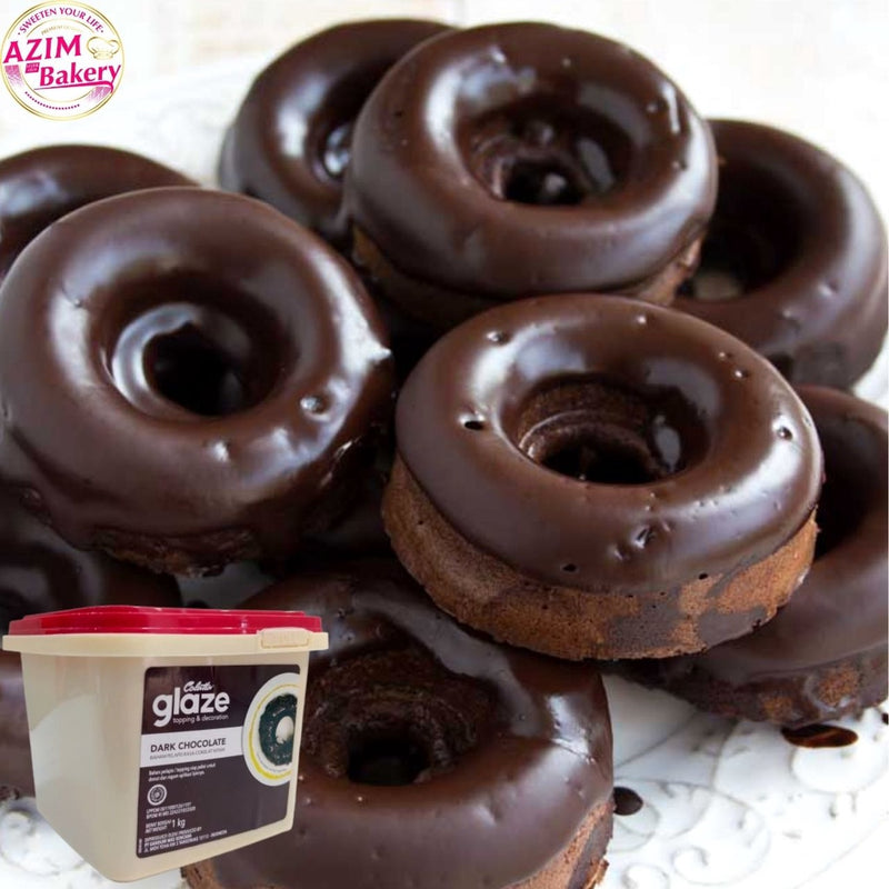 Colatta Glaze Dark Chocolate 1kg,500G,250G | Topping Donat | Dark Coklat Filling | Liquid choco (Halal) by Azim Bakery