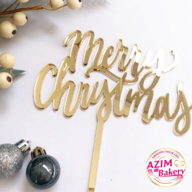 Merry Christmas Cake Topper (1pc) by Azim Bakery