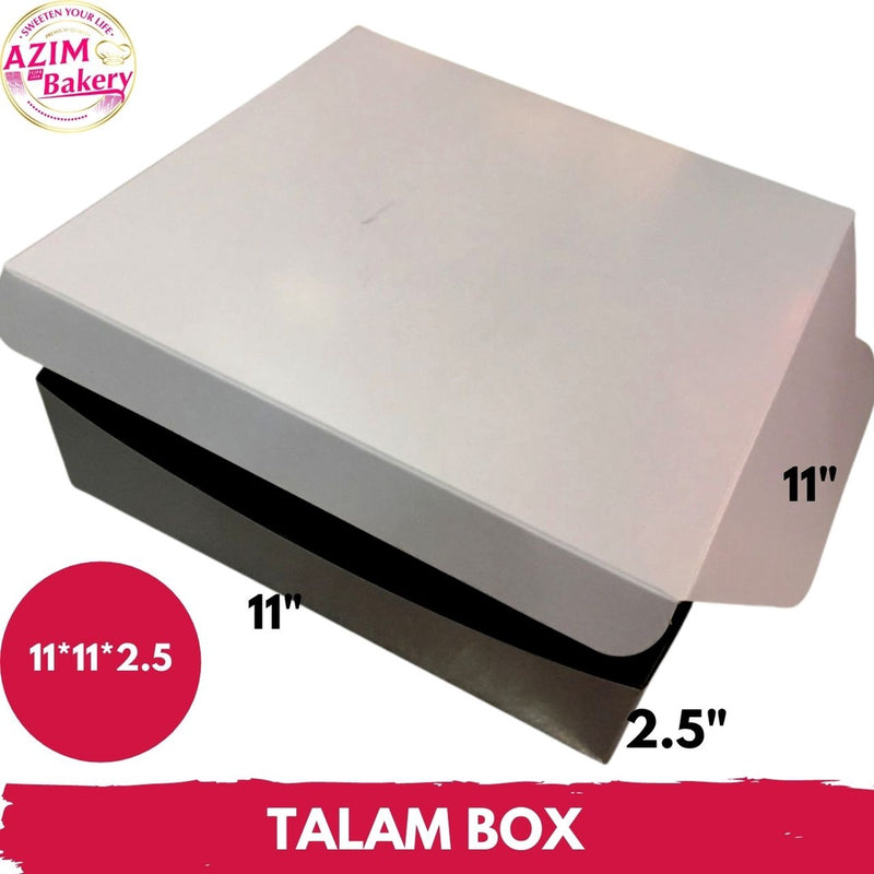 Talam Box 11X11X2.5 3Pcs Kotak Kuih Talam | Kotak Kuih Lapis | Kotak Kek Brownies | Talam Box No Window Plain White