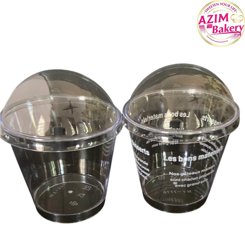 Round Dessert Cup CH 7770 + Dome Lid (10pcs) | Mousse Cup | Ice Cream Cup | Bekas Ais Krim | Bekas Puding by Azim Bakery