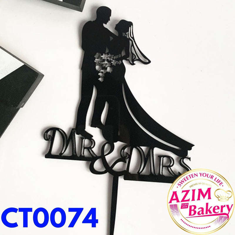 Mr & Mrs Cake Topper (1pc) Wedding Cake Topper | Ring Cake Topper | Mr & Mrs Ring Cake Topper by Azim Bakery