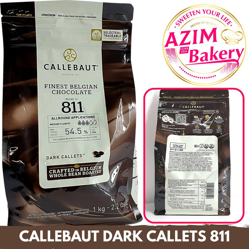 Callebaut Dark Callets 811 (1kg, 400g, 500g, 250g) Callebaut Dark Chocolate Dark Coklat Dark Chocolate (Halal)