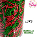 Christmas Colour Rice Sprinkles 500g, 1kg Green Red Colour Rice Sprinkles (Halal) by Azim Bakery