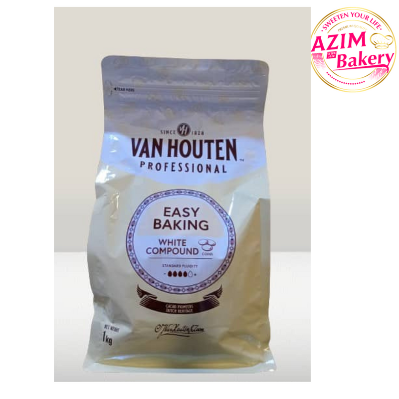 Van Houten White Compound Coin | Block 1kg | 500g | 250g Coklat Putih (Halal) By Azim Bakery