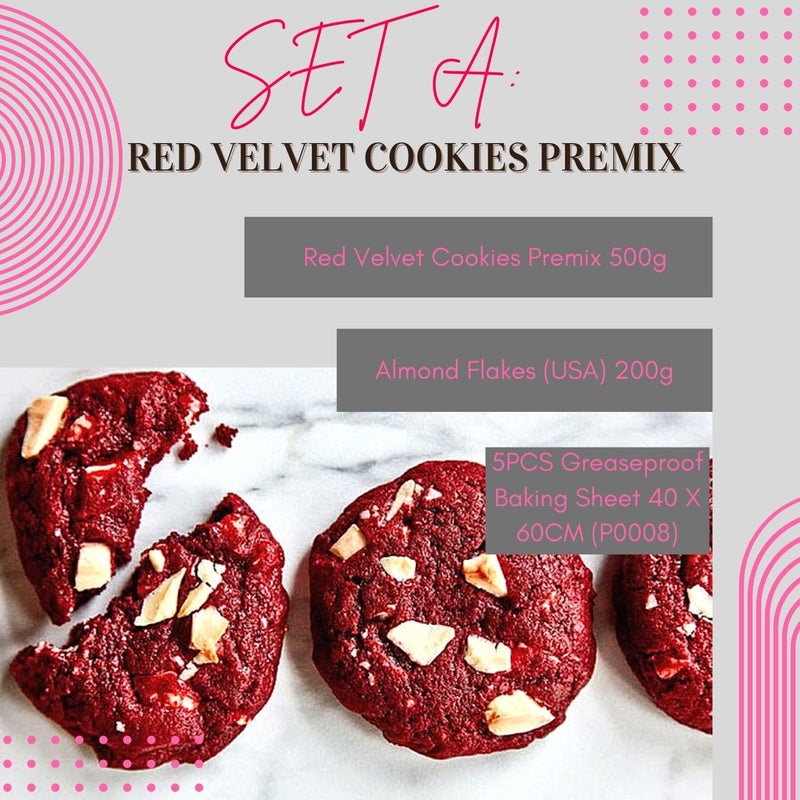 Set Raya Cookies Red Velvet Chocolate Chip Almond Premix