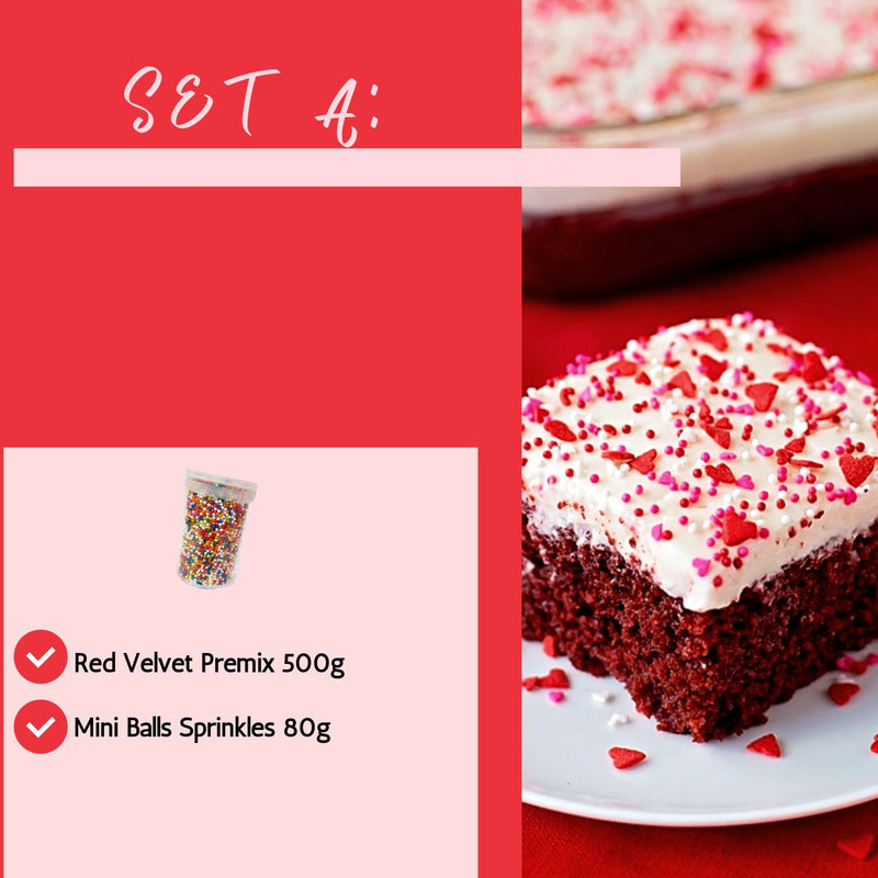 Set Raya Red Velvet Chocolate Chip Cake Premix