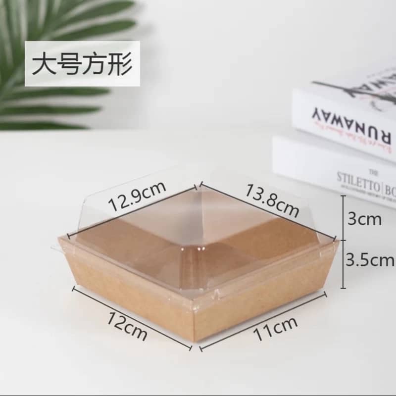 PAPER TRAY WITH LID (BROWN) 11CMX12CM |(WHITE) 10CM X10CM Rectangular Cake Box  by Azim Bakery