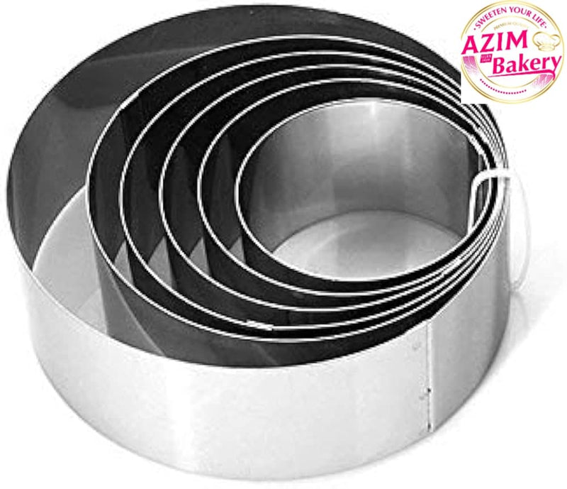 Mousses Cake Ring  Round 1 set (5pcs) Stainless Steel 6 / 7 / 8 / 9 /10 CM  by Azim Bakery