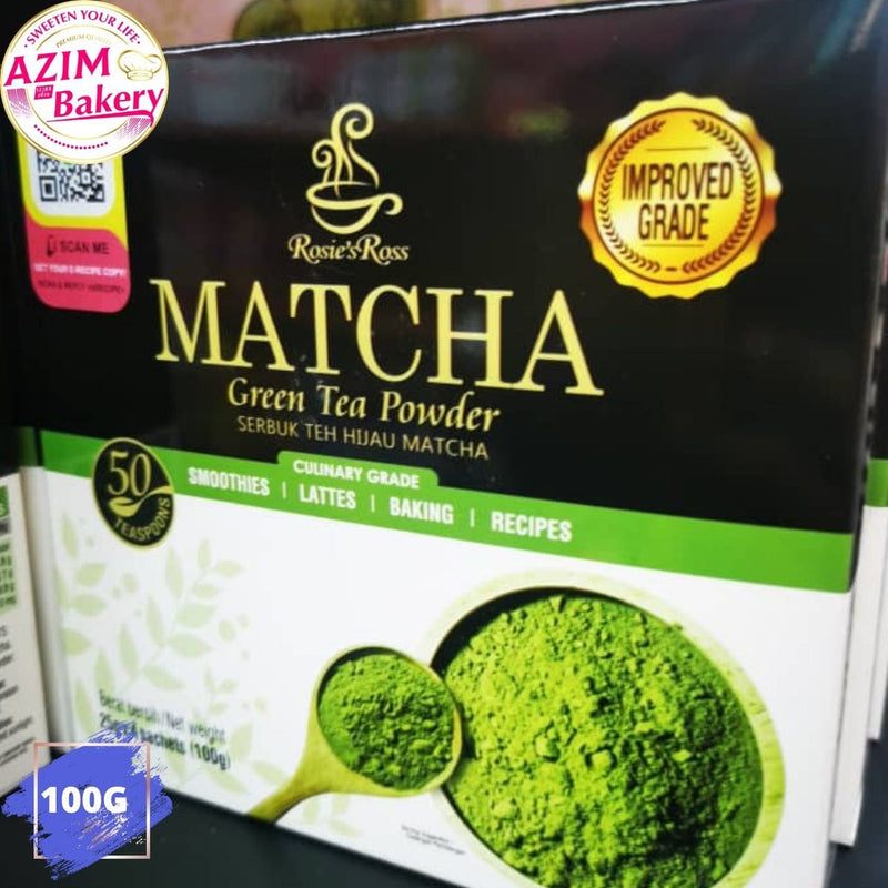 Matcha Green Tea Powder 100G, 25G Rosie'S Ross Serbuk Matcha | Serbuk Teh Hijau Serbuk Green Tea (Halal) by Azim Bakery