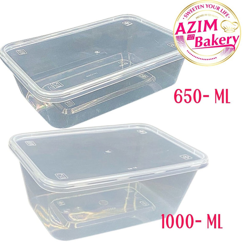 Rectangular Plastic Box | AST- 650ML | AST- 1000ML 50PCS , Lunch Box | Bekas Makanan | Microwave Food Container (50pcs)