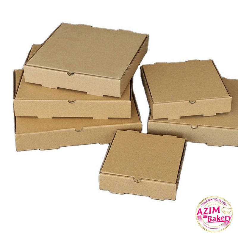 Brown Pizza Box Bf 9X9X1.5 (3Pcs) Kotak Pizza Coklat | Kotak Pizza Koko | Pizza Box Brown by Azim Bakery