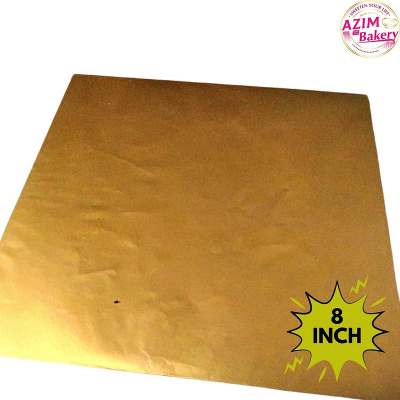 Cake Board Square Gold 8” (3Pcs) Papan Kek Empat Segi | Pelapik Kek 8 Inci Papan Kek Petak Gold by Azim Bakery