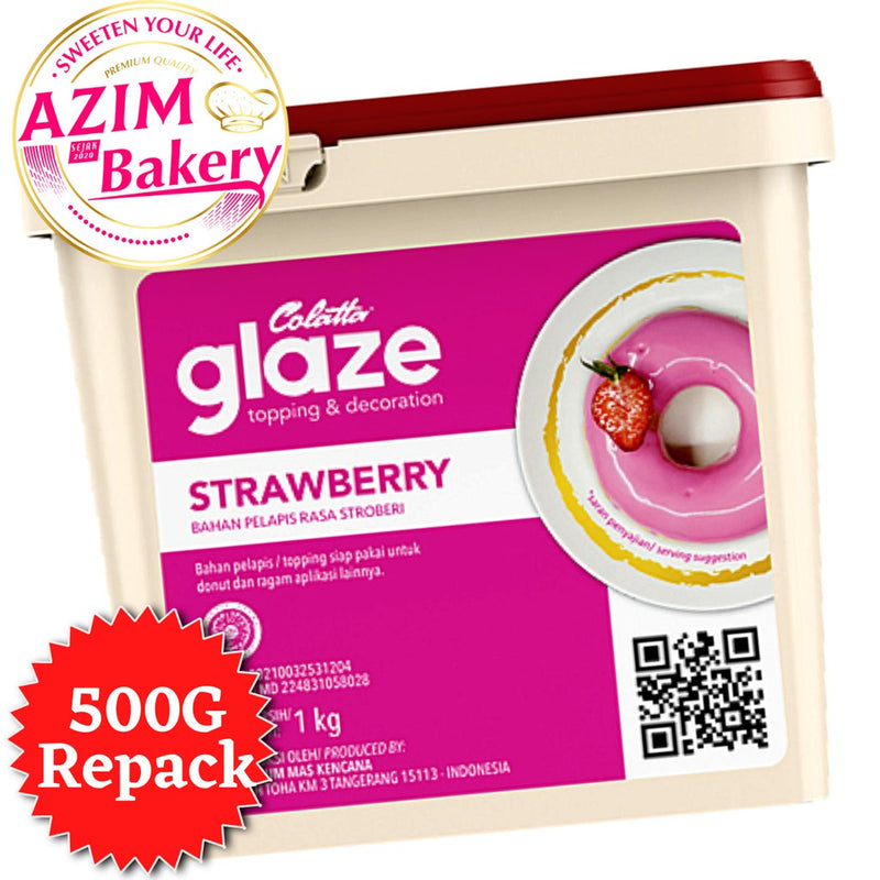 Colatta Strawberry Glaze 250g | 500g | 1kg Topping Donat | Bamboloni Filling (Halal) by Azim Bakery