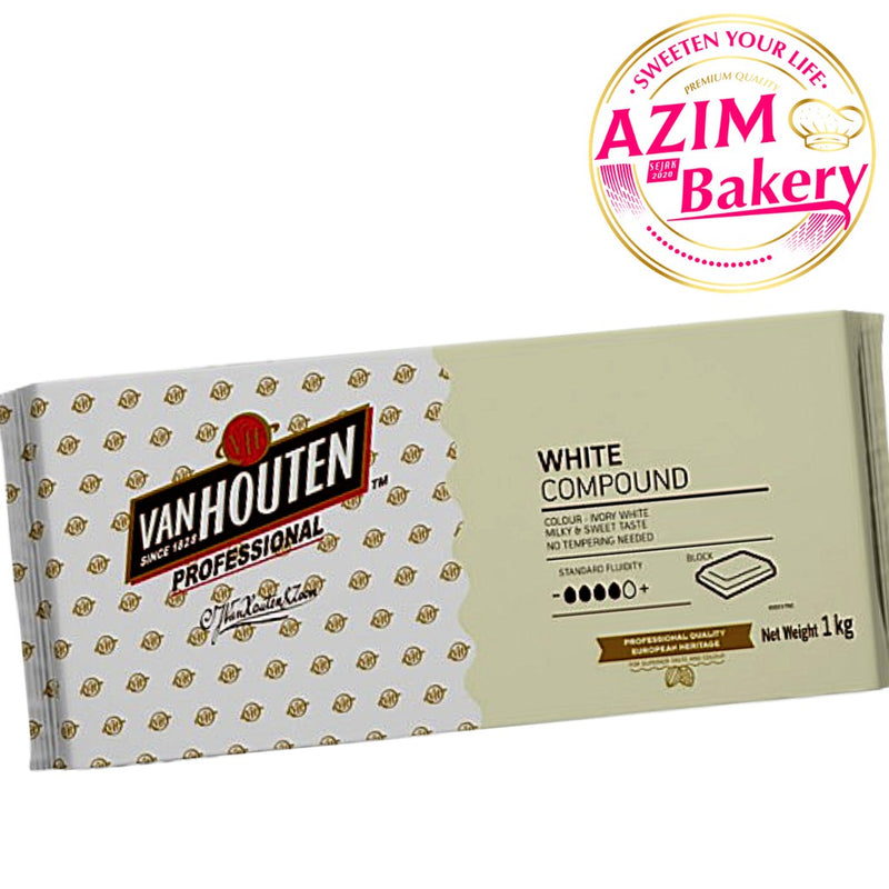 Van Houten White Compound Coin | Block 1kg | 500g | 250g Coklat Putih (Halal) By Azim Bakery