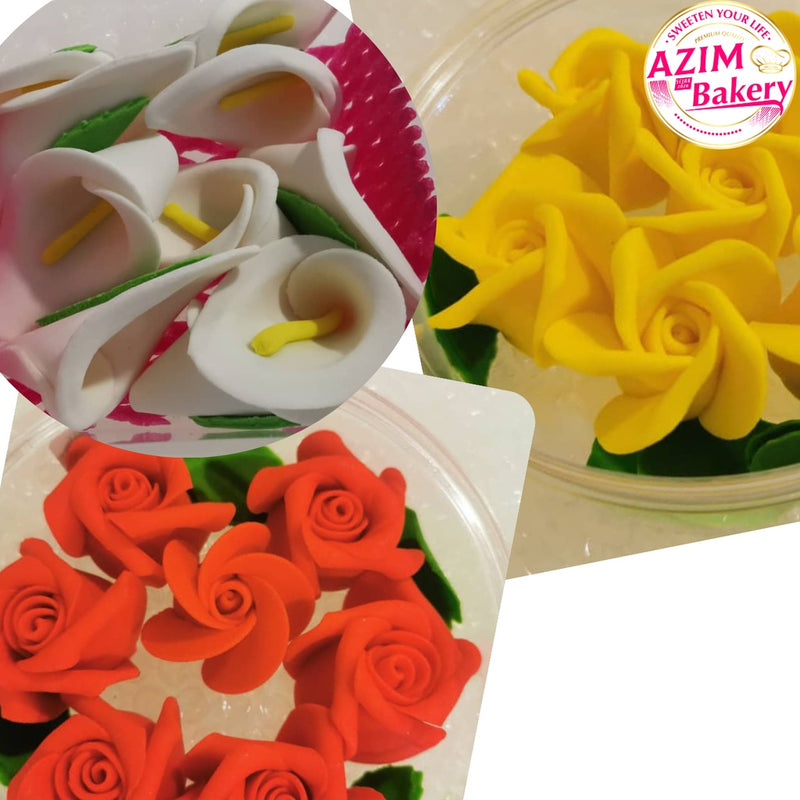 Rose Gum Paste Flower | Red Rose Sugar Paste Flower |Lily Flower | Cake Decoration | Decoration Flower (Halal)