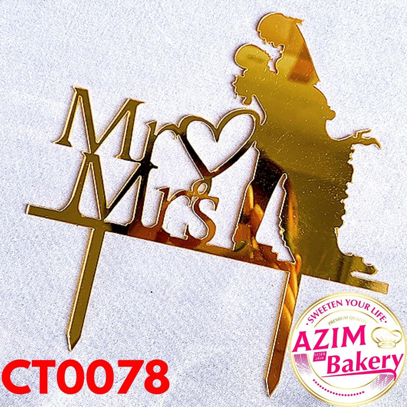 Mr & Mrs Cake Topper (1pc) Wedding Cake Topper | Ring Cake Topper | Mr & Mrs Ring Cake Topper by Azim Bakery