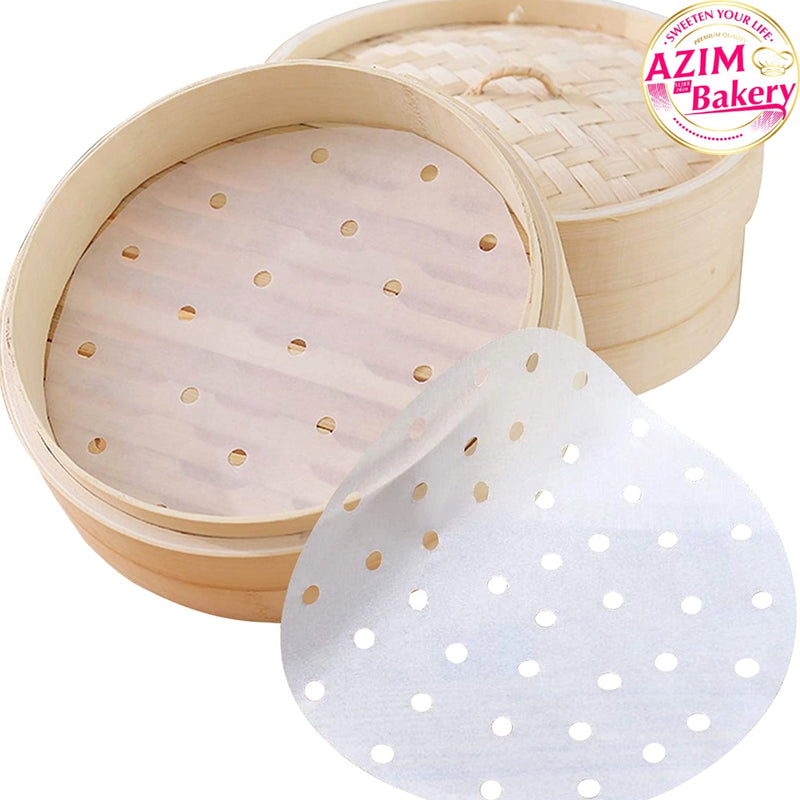 Kertas Steamer 6" / 7" / 8" 100PCS Round Steamer Paper Air Fryer Liners Paper Steaming Paper Dim Sum Steamer Paper