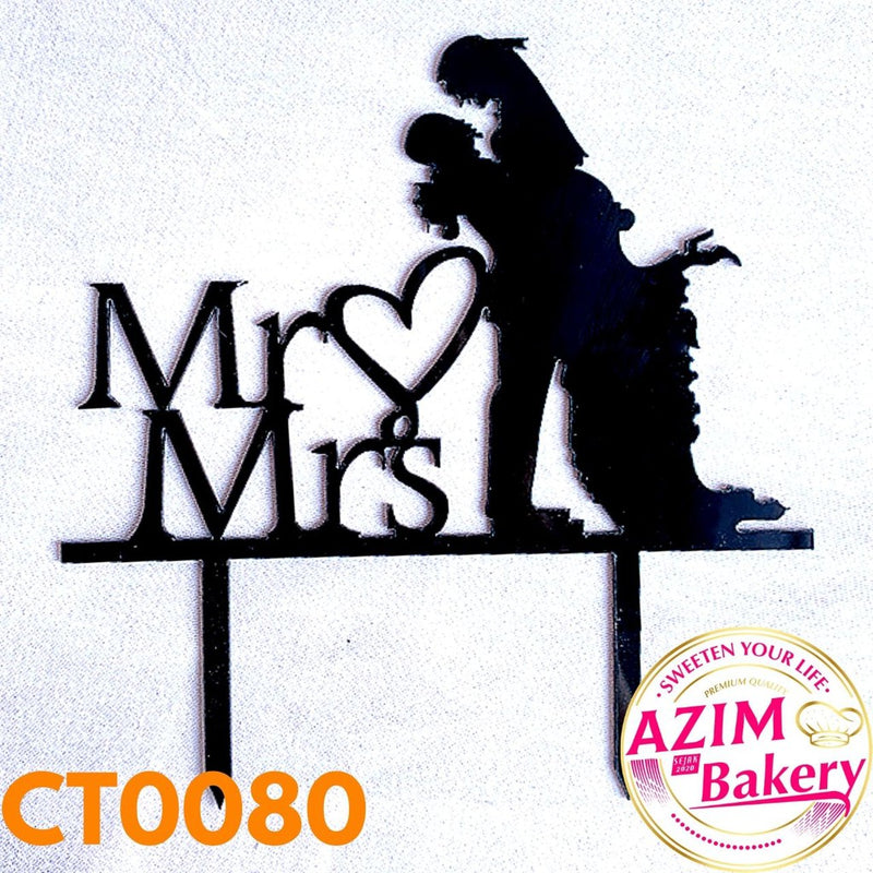 Mr & Mrs Cake Topper (1pc) Wedding Cake Topper | Ring Cake Topper | Mr & Mrs Ring Cake Topper by Azim Bakery