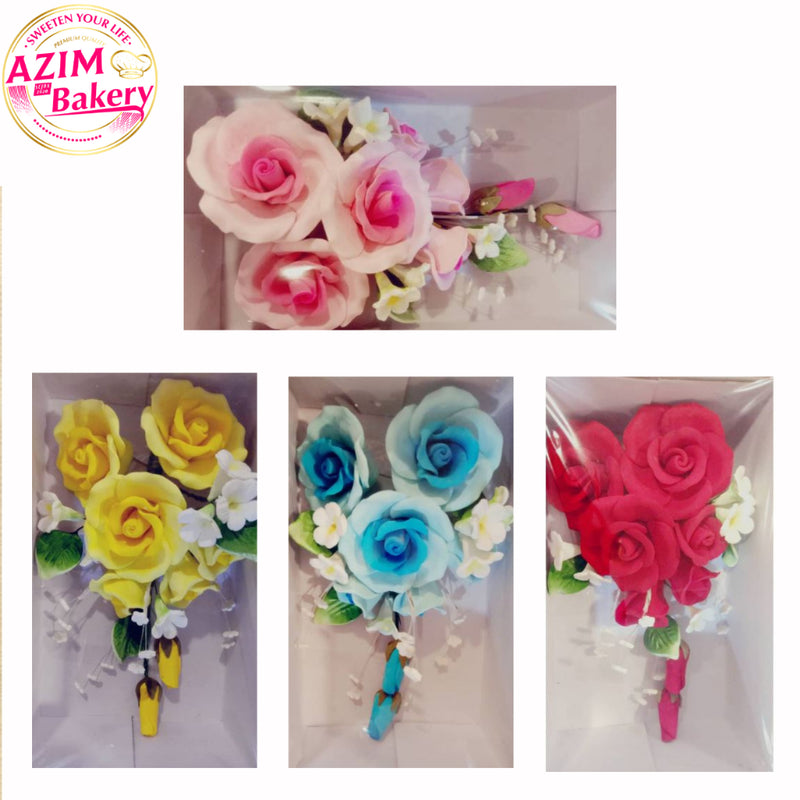 GUM PASTE FLOWER/ SUGAR PASTE FLOWER/ CAKE DECORATION/ DECORATION FLOWER (ROSE) EATABLE/ EDIBLE (HALAL) | BY AZIM BAKERY