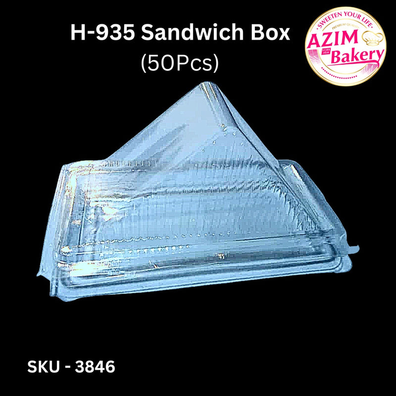 Sandwich Box with Lock [ 50 pcs± ] H-935 Bakery Disposable Plastic Tray Clear Food Box | By Azim Bakery