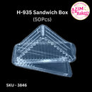 Sandwich Box with Lock [ 50 pcs± ] H-935 Bakery Disposable Plastic Tray Clear Food Box | By Azim Bakery