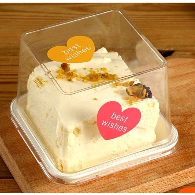 Square/Rect Trans Pet Plastic Cake Box+Fork  (10pcs/50PCS) | Slice Cake | Bekas Kek  By Azim Bakery