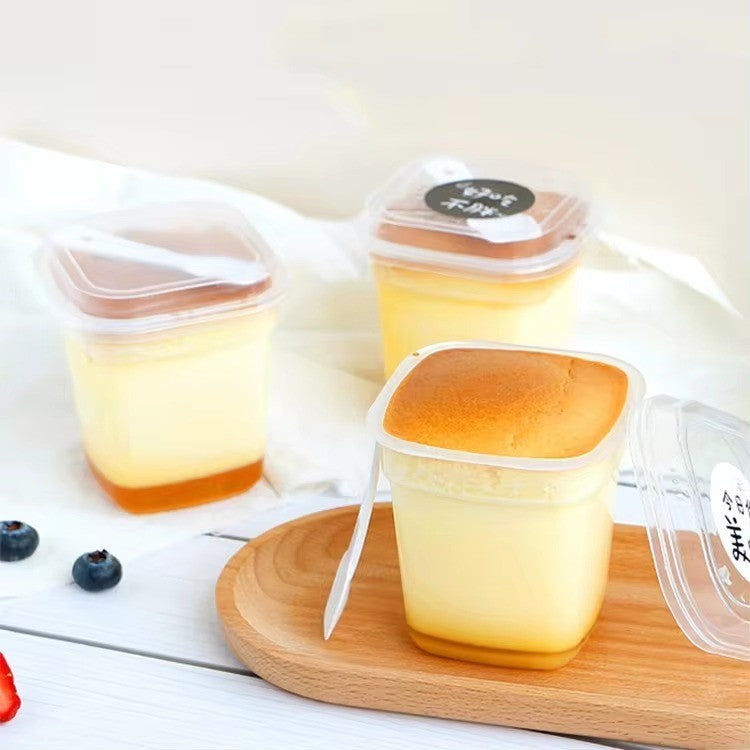 Square Dessert Cup CH 118+ Spoon+Dome Lid (10pcs) | Mousse Cup | Ice Cream Cup | Bekas Ais Krim by Azim Bakery