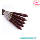 Palette Knives Set 5pcs Icing Buttercream Frosting Wooden Handle Spatula Stainless Steel Cake Icing Knife By Azim Bakery