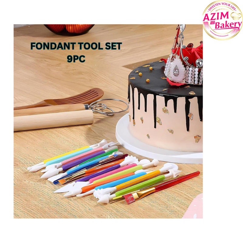 9Pcs/set Fondant Cake Modeling Tools Set Clay Modeling By Azim Bakery