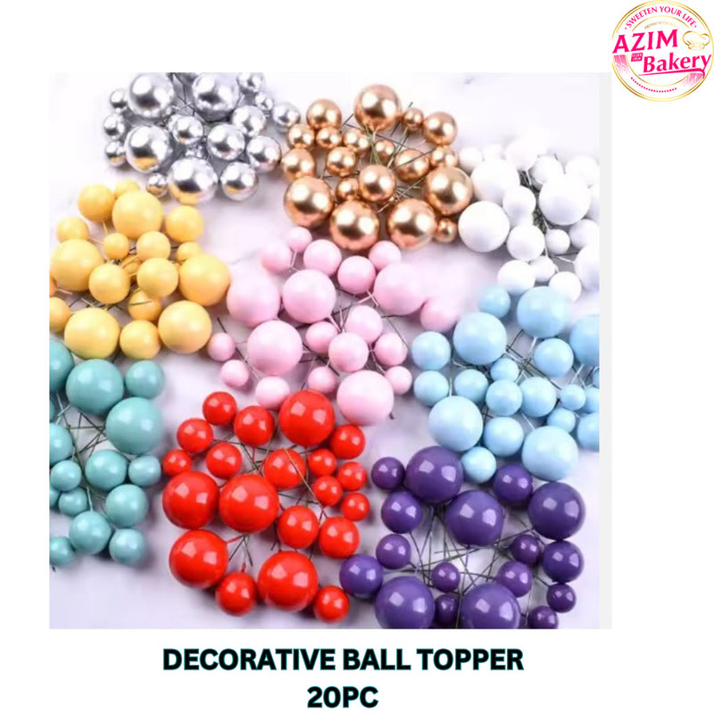 Cake Decoration | Gold Ball Silver Pink Blue Yellow White Red Black Ball Birthday Cake Topper By Azim Bakery