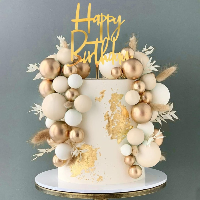 Cake Decoration | Gold Ball Silver Pink Blue Yellow White Red Black Ball Birthday Cake Topper By Azim Bakery