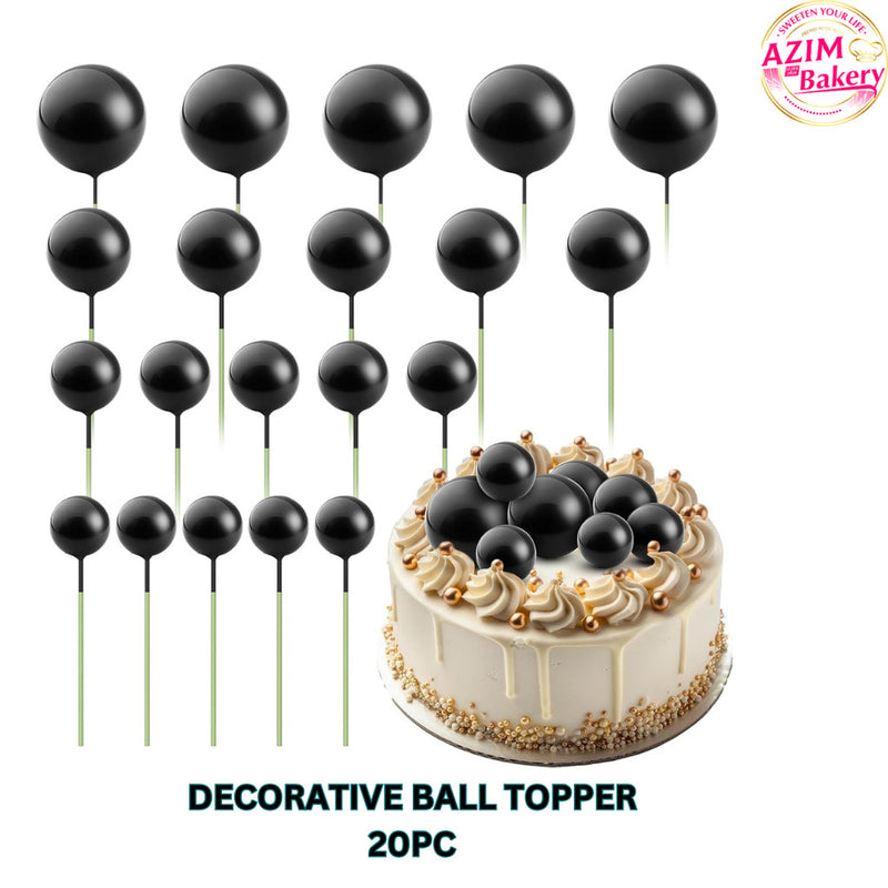 Cake Decoration | Gold Ball Silver Pink Blue Yellow White Red Black Ball Birthday Cake Topper By Azim Bakery