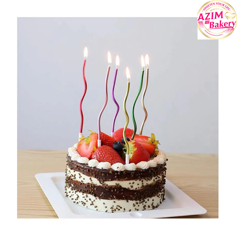 Curve Spiral Shape Candle 6pcs/Set 17cm  Metallic Rainbow Candle Birthday Candle Cake Topper  by Azim Bakery