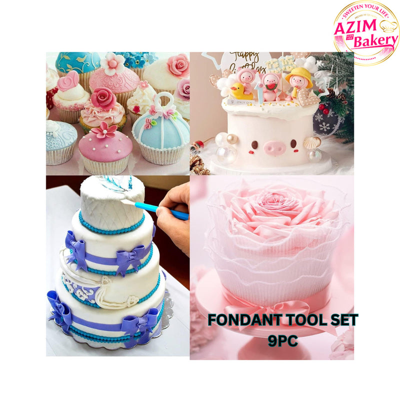 9Pcs/set Fondant Cake Modeling Tools Set Clay Modeling By Azim Bakery