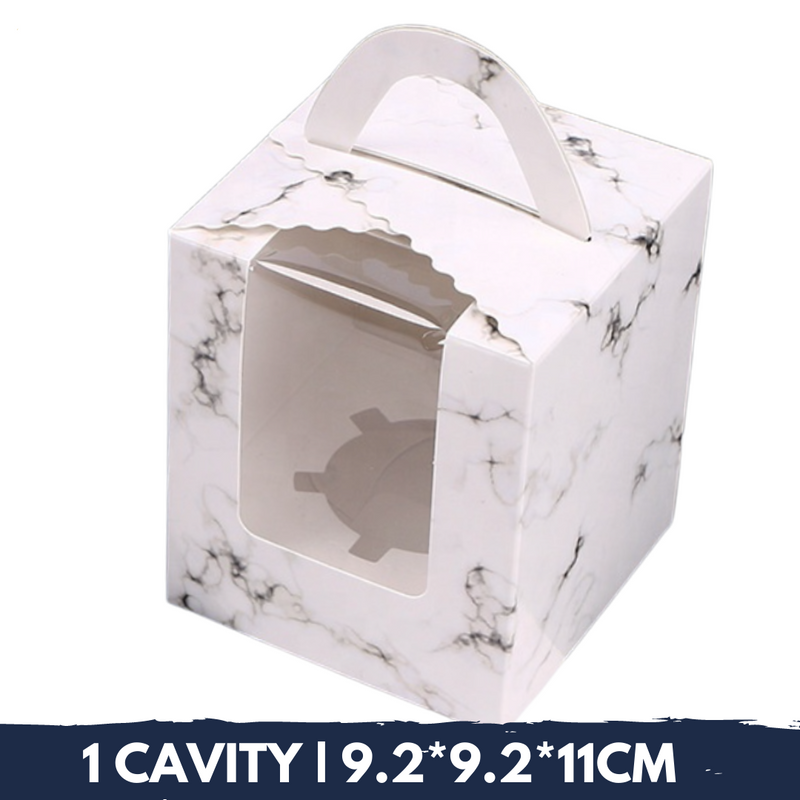 Cupcake Box Marble With Window & Handle