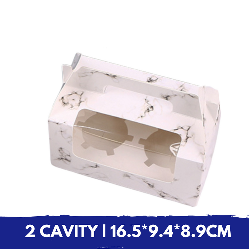 Cupcake Box Marble With Window & Handle