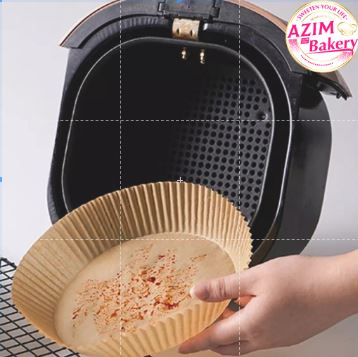 Air Fryer Disposable Paper 50pcs (16CM)  | Air Fryer liner Parchment Wood Pulp Steamer Baking Paper by Azim Bakery