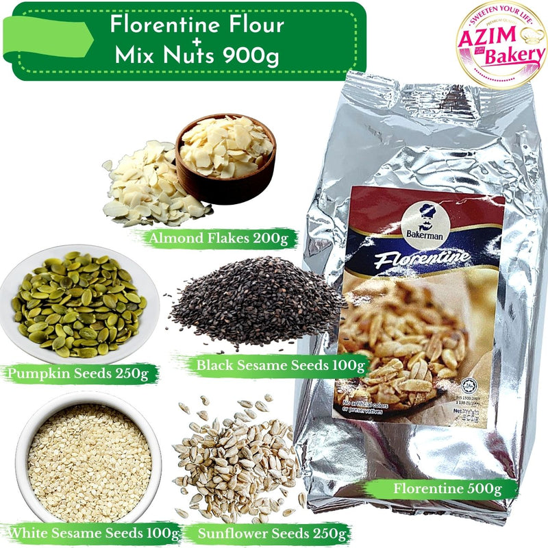 Biskut Florentine Premix + Mixed Nuts 900g Florenta Mix Set