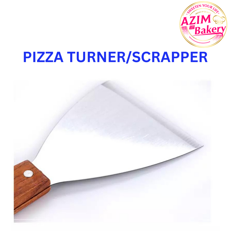 Pizza/Burger Turner | Scrapper | BBQ Scrapper | Wood Handle Slant Edge Grill Scraper, 4-Inch x 8.5-Inch By AZIM BAKERY