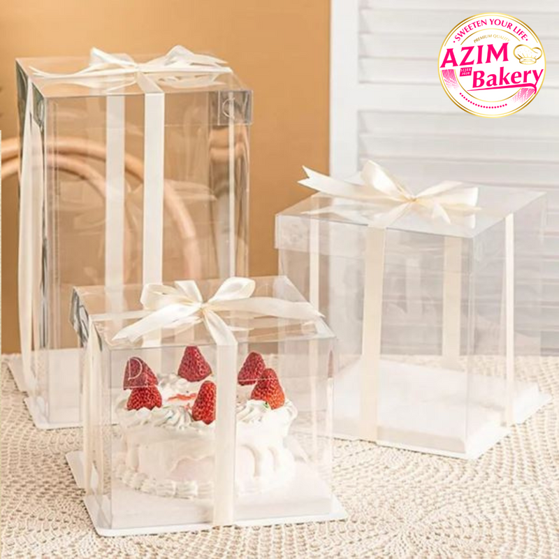 Transparent Birthday Cake Box (1pc) Tier 1/2/3 Wedding Tray Box | Kotak Hantaran | Gift Box | Kotak Kek by Azim Bakery